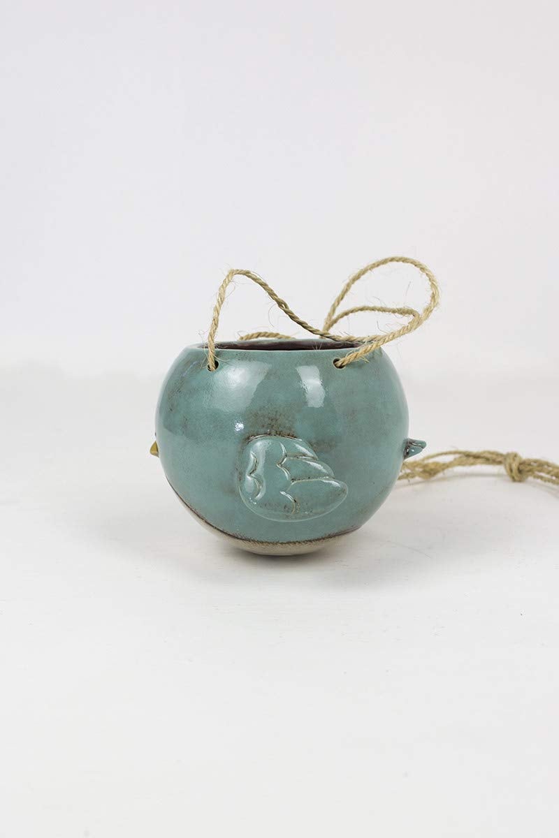 Kalalou Bluebird Hanging Planter Pot - Ceramic - 7" Diameter - Image 3